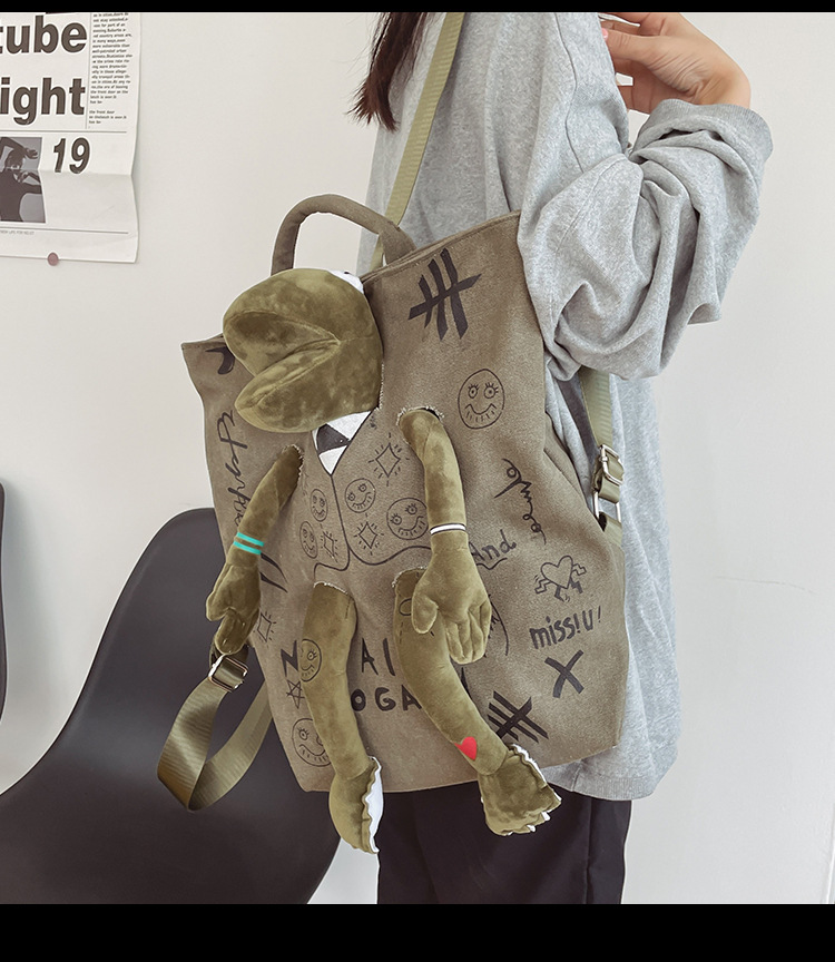 Unisex Canvas Cartoon Cute Square Zipper Fashion Backpack display picture 3