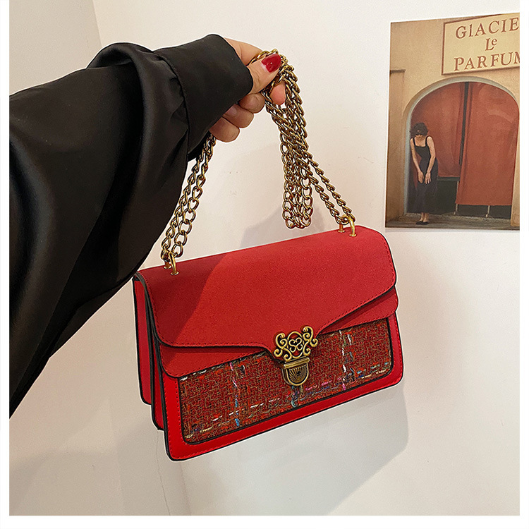 Women's Medium Pu Leather Color Block Classic Style Lock Clasp Crossbody Bag display picture 3