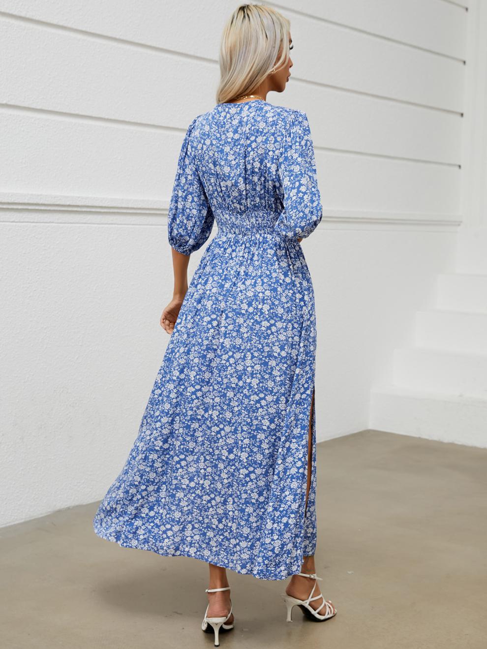 Frau Normales Kleid Pastoral V-Ausschnitt Halbarm Drucken Maxi Langes Kleid Ferien Täglich display picture 5