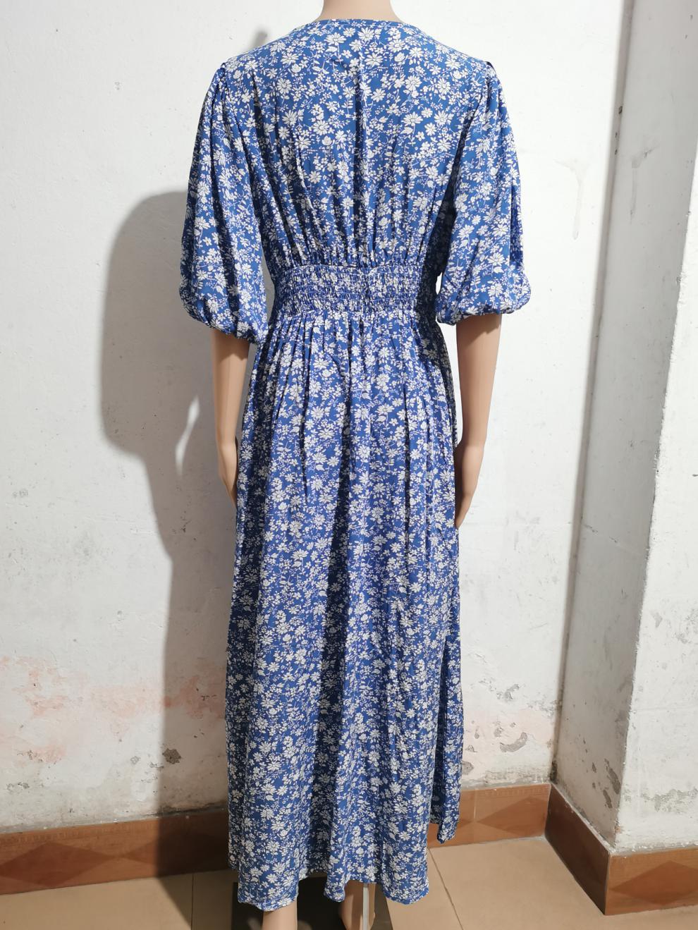 Women's Regular Dress Pastoral V Neck Half Sleeve Printing Maxi Long Dress Holiday Daily display picture 9