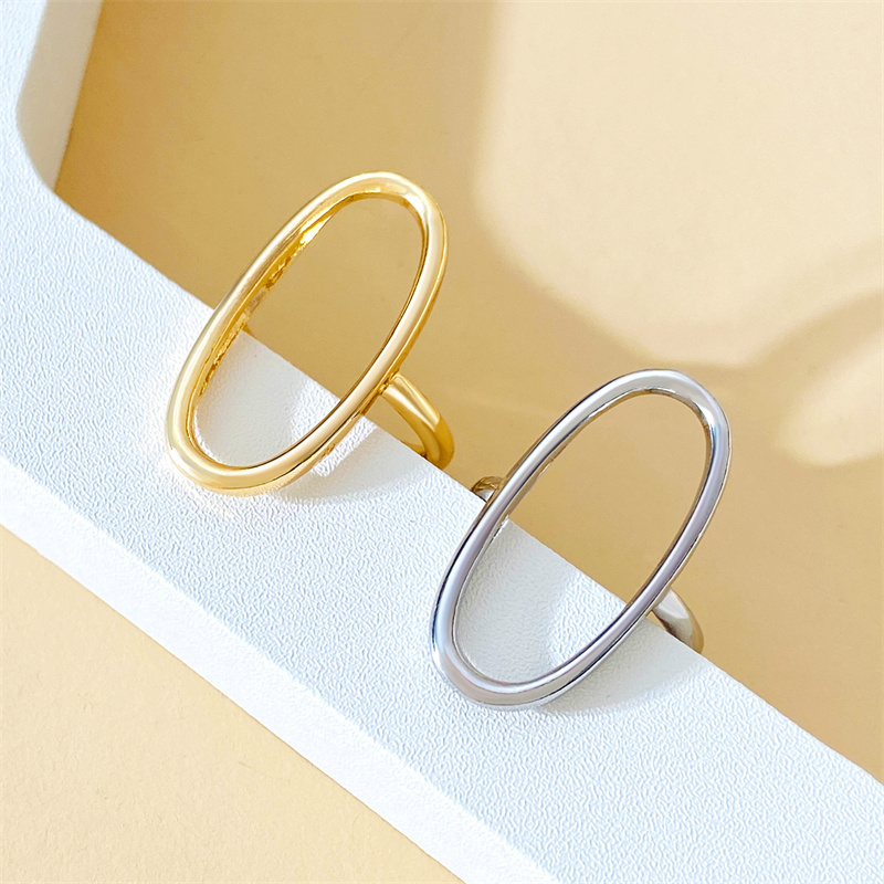 Stainless Steel 18K Gold Plated Gold Plated Casual Modern Style Streetwear Oval Hollow Out Open Rings display picture 4