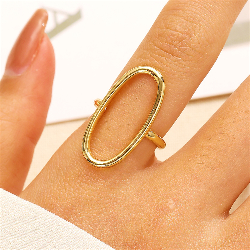 Stainless Steel 18K Gold Plated Gold Plated Casual Modern Style Streetwear Oval Hollow Out Open Rings display picture 10