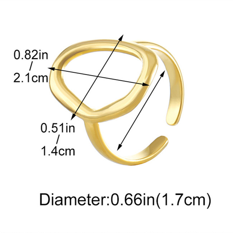 Stainless Steel 18K Gold Plated Gold Plated Casual Modern Style Streetwear Oval Hollow Out Open Rings display picture 2