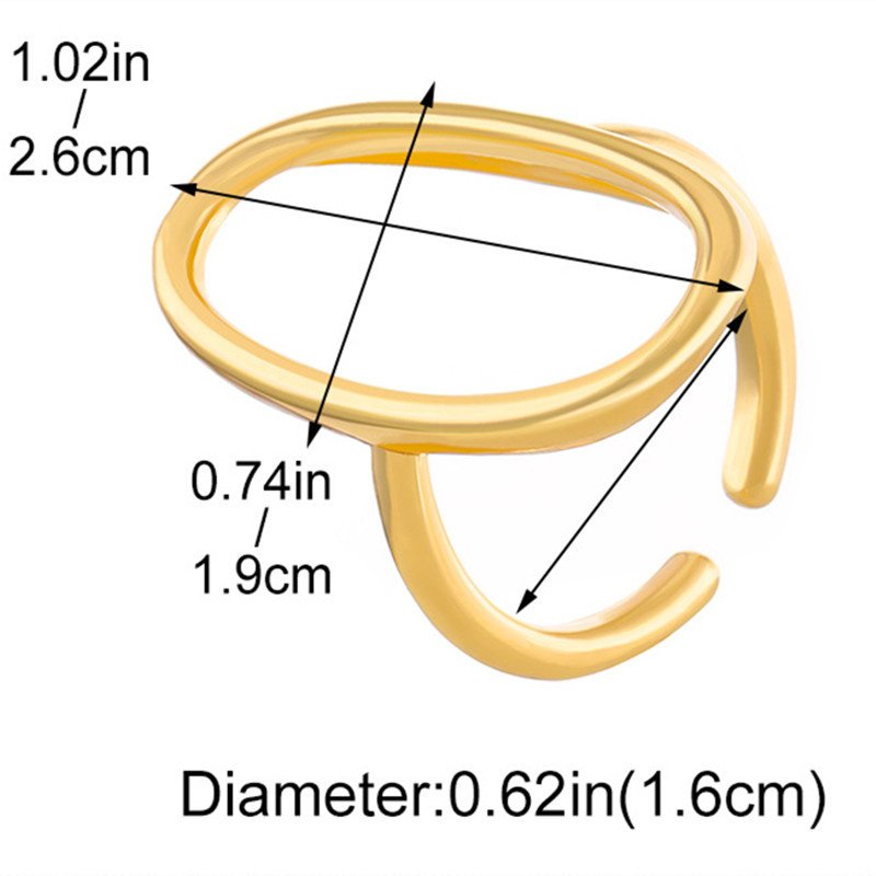 Stainless Steel 18K Gold Plated Gold Plated Casual Modern Style Streetwear Oval Hollow Out Open Rings display picture 3