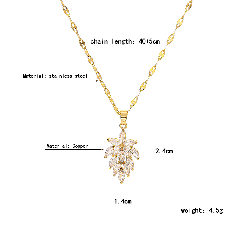 304 Stainless Steel Copper 18K Gold Plated Glam Luxurious Plating Inlay Solid Color Diamond Pendant Necklace display picture 1