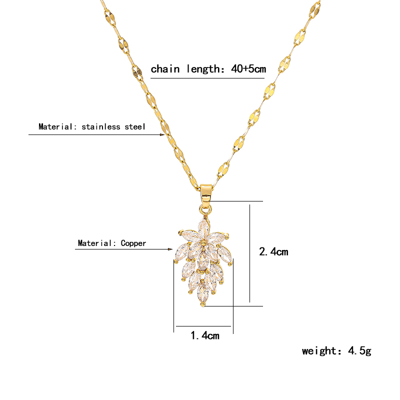 Acero Inoxidable 304 Cobre Chapados en oro de 18k Glamour Lujoso Enchapado Embutido Color Sólido Diamante Collar Colgante display picture 1