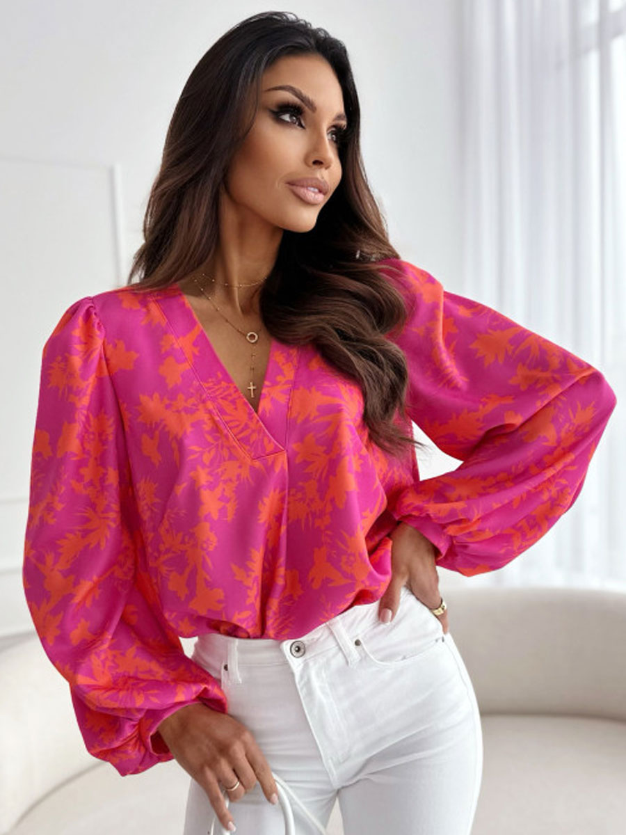 Women's Peasant Blouse Long Sleeve Blouses Vacation Printing display picture 1