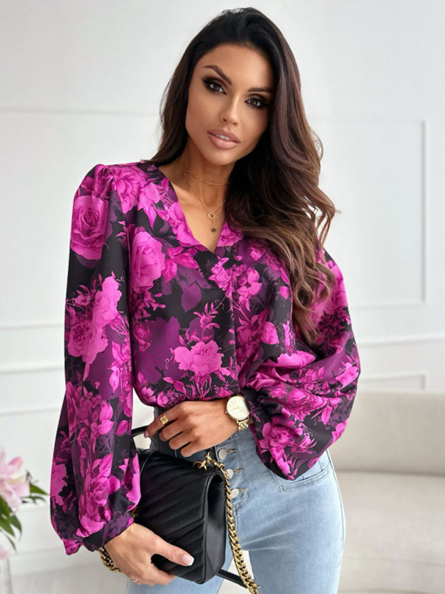 Women's Peasant Blouse Long Sleeve Blouses Vacation Printing display picture 3