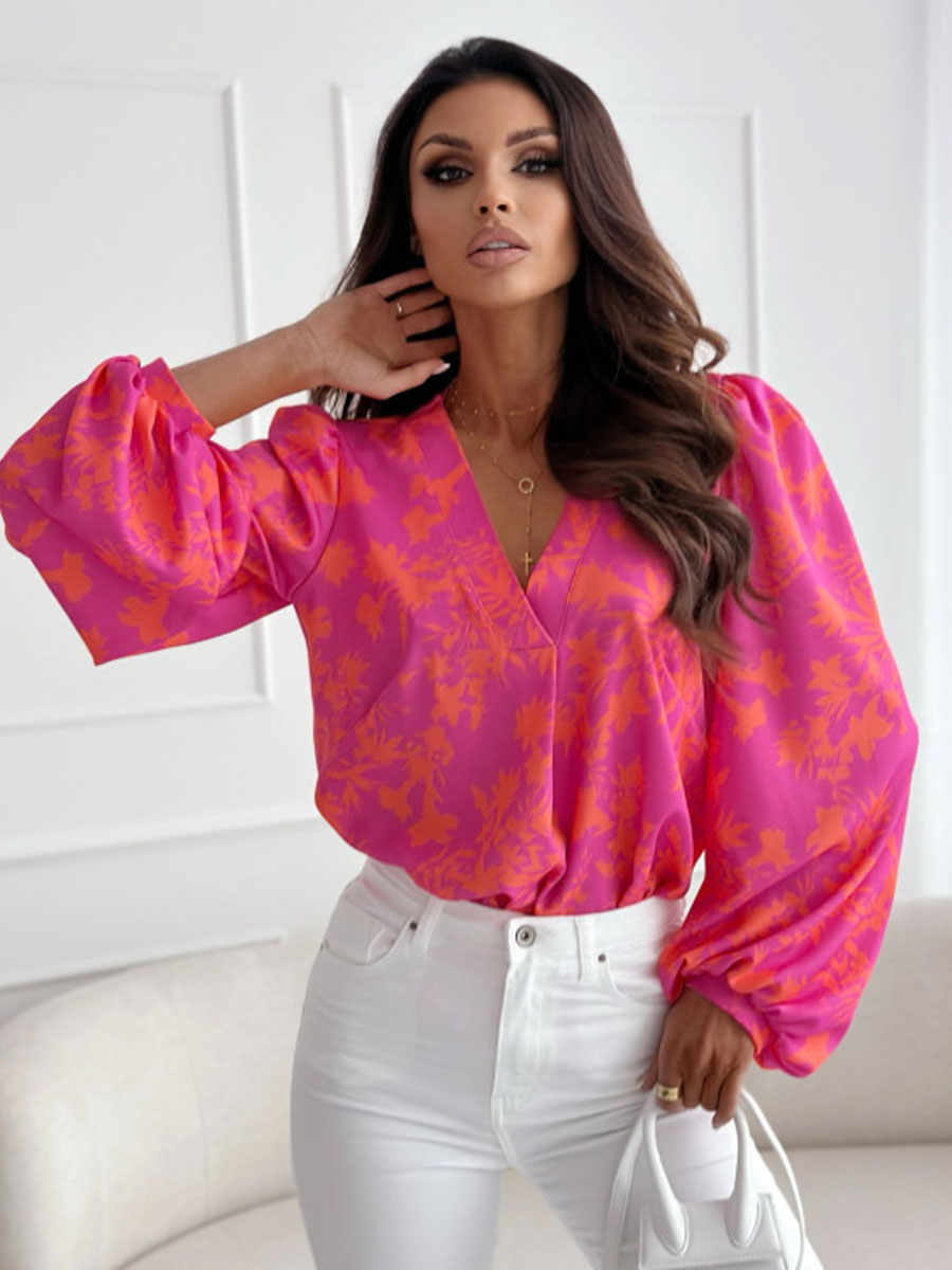 Women's Peasant Blouse Long Sleeve Blouses Vacation Printing display picture 9