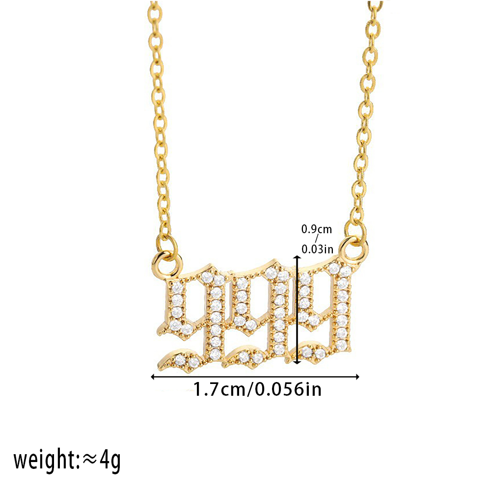 Copper White Gold Plated Gold Plated Simple Style Number Inlay Zircon Pendant Necklace display picture 4