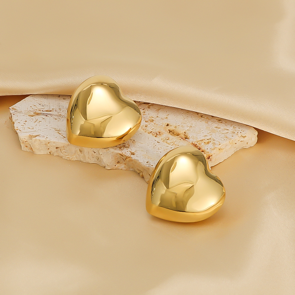 1 Pair IG Style Modern Style Simple Style Heart Shape 304 Stainless Steel 18K Gold Plated Ear Studs display picture 4