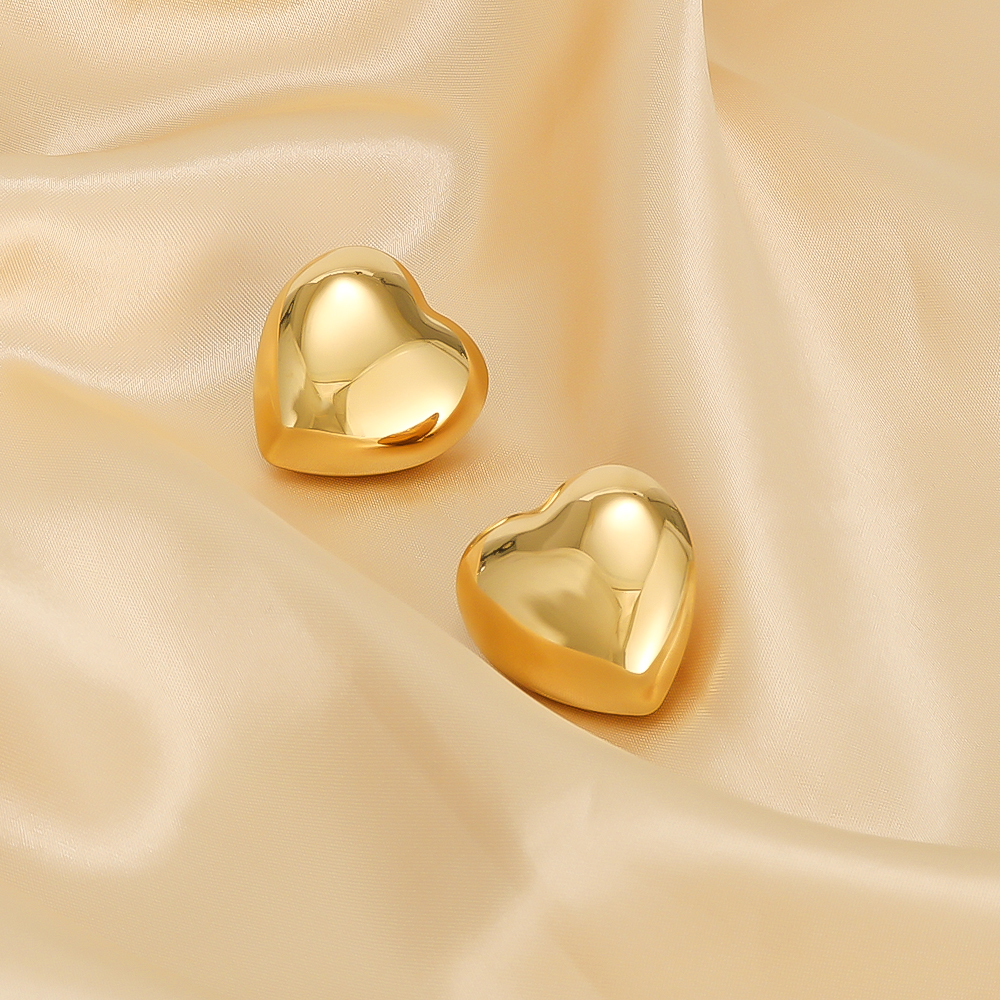 1 Pair IG Style Modern Style Simple Style Heart Shape 304 Stainless Steel 18K Gold Plated Ear Studs display picture 2