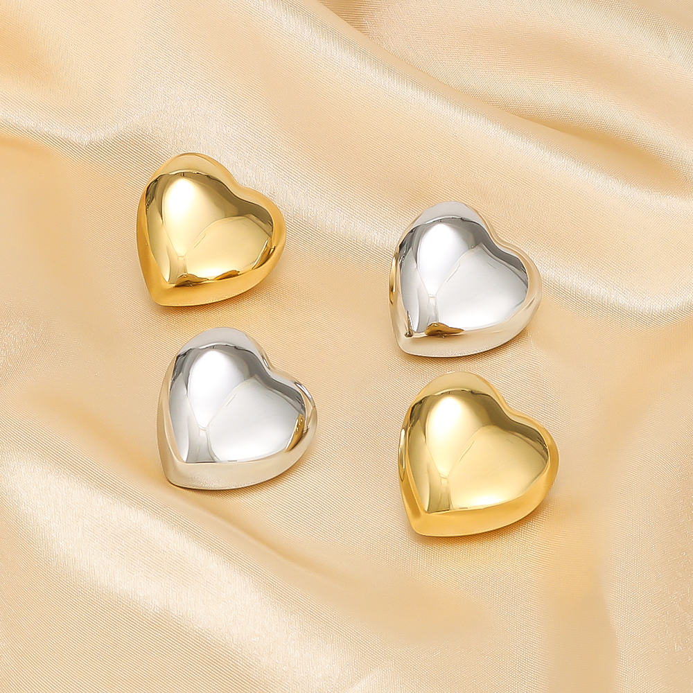 1 Pair IG Style Modern Style Simple Style Heart Shape 304 Stainless Steel 18K Gold Plated Ear Studs display picture 6