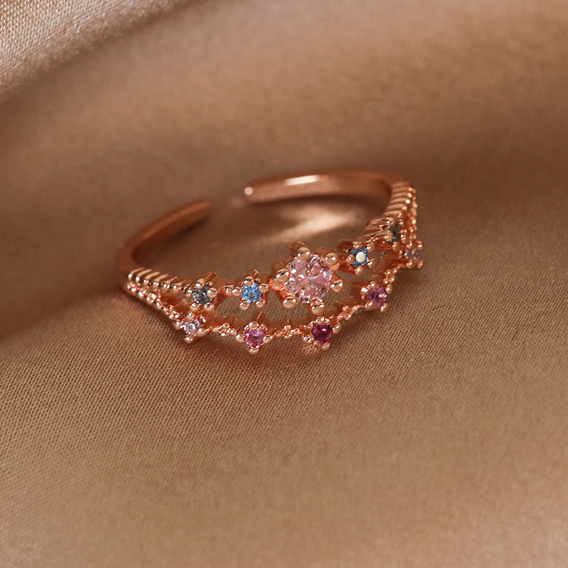 Wholesale Simple Style Shiny Star Water Droplets Heart Shape Copper Inlay White Gold Plated Gold Plated Zircon Open Rings display picture 1