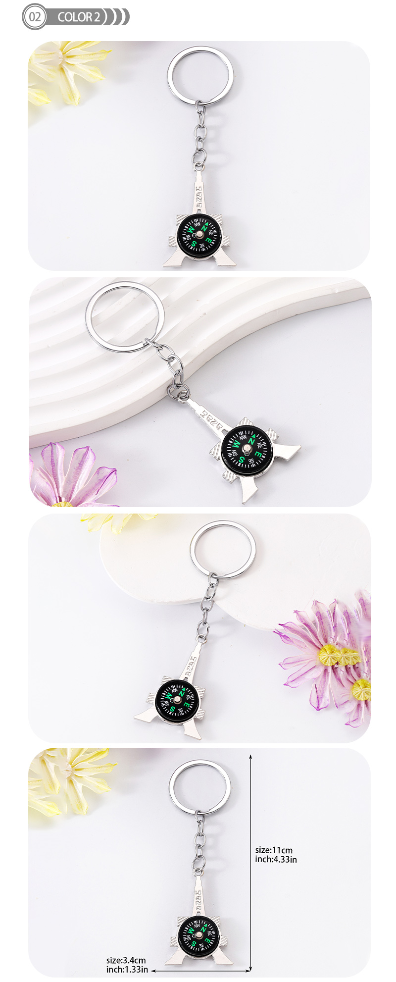 Simple Style Compass Star Heart Shape Alloy Plating Bag Pendant Keychain display picture 3