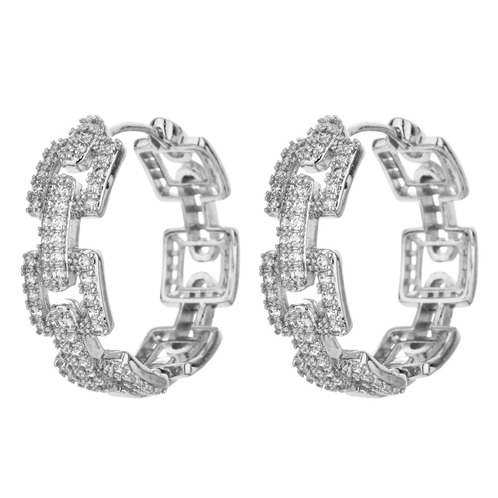 1 Paire Élégant Style Simple Géométrique Polissage Le Cuivre Zircon Plaqué Or 18K Boucles D'oreilles Cerceau display picture 6