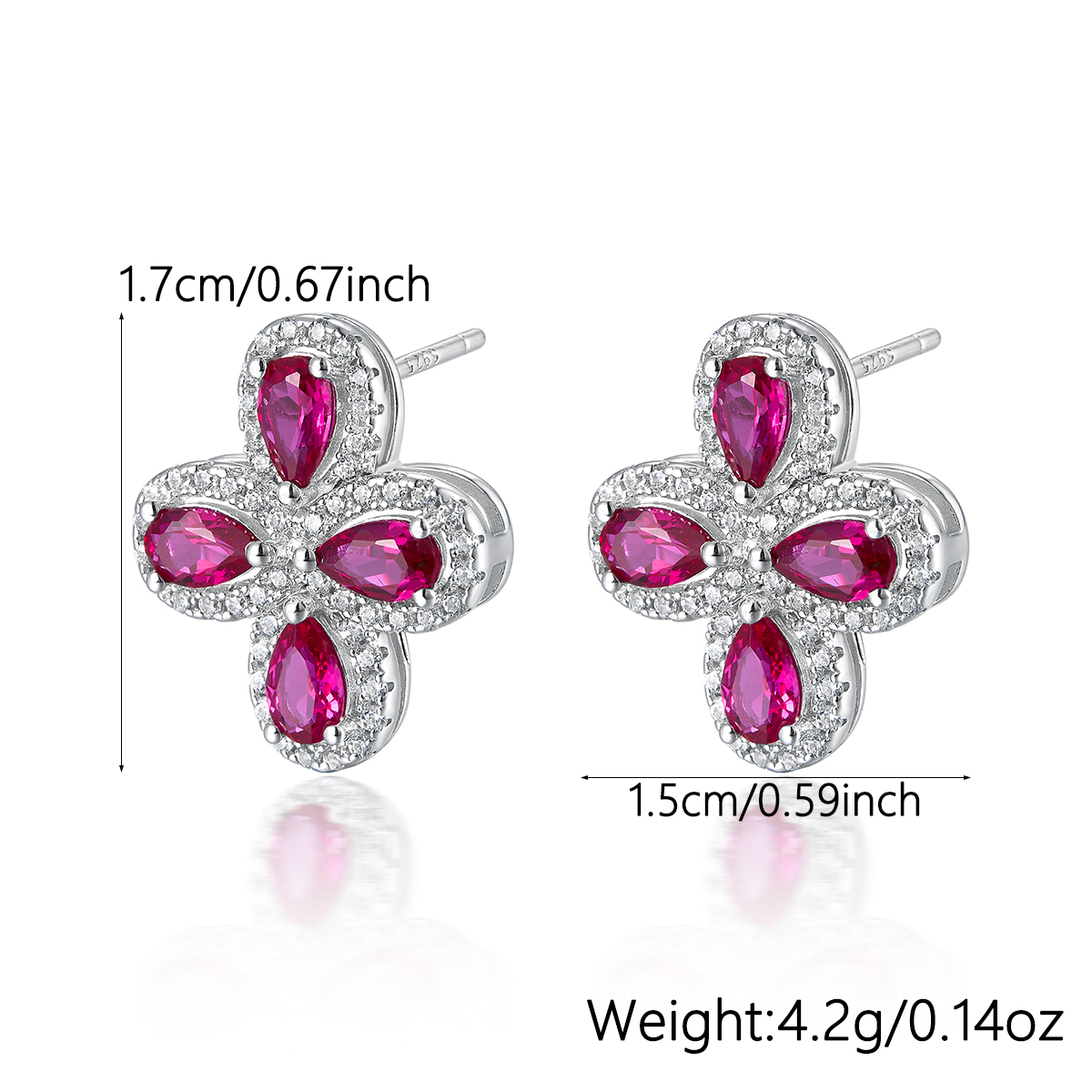 Elegant Glam Flower Synthetic Gemstones Sterling Silver High Carbon Drill White Gold Plated Women's Rings Earrings Jewelry Set display picture 10
