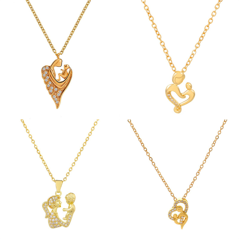 Copper 18K Gold Plated Elegant Simple Style Heart Shape Hollow Out Inlay Rhinestones Pendant Necklace display picture 4