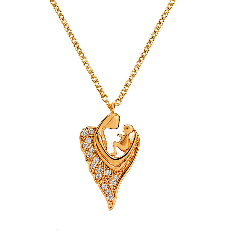 Copper 18K Gold Plated Elegant Simple Style Heart Shape Hollow Out Inlay Rhinestones Pendant Necklace display picture 13