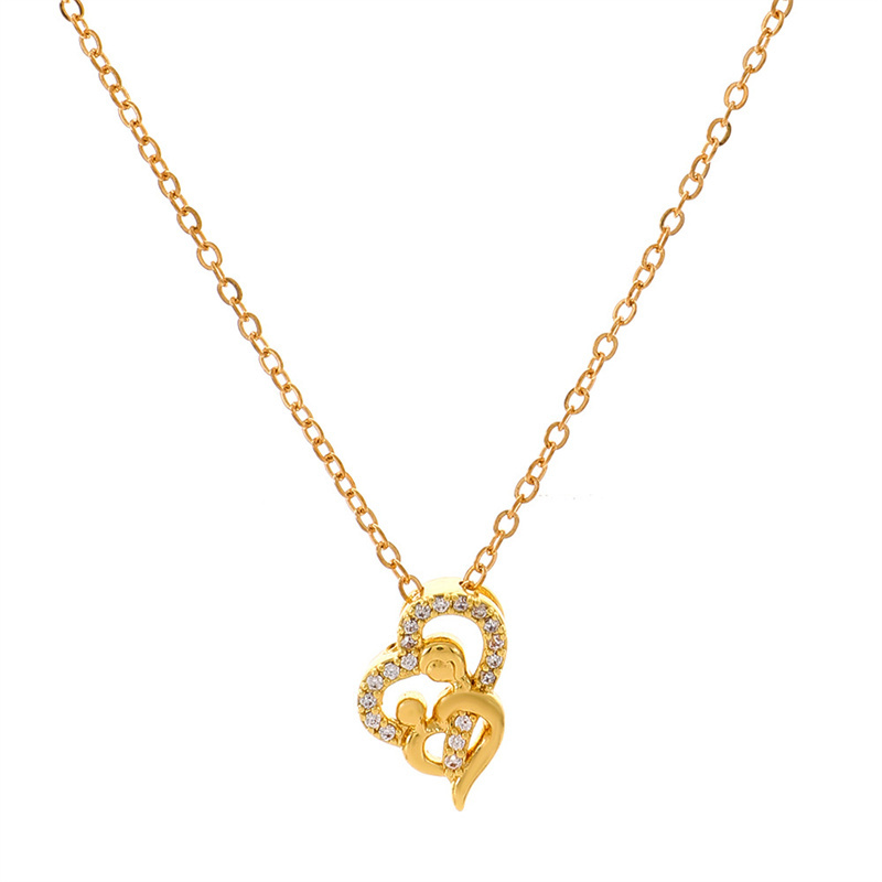 Cobre Chapados en oro de 18k Elegante Estilo Simple Forma De Corazón Ahuecar Embutido Diamantes De Imitación Collar Colgante display picture 14
