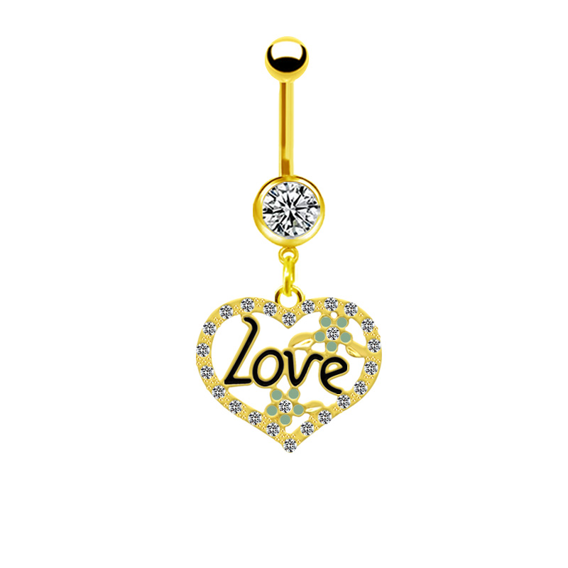 1 Piece Belly Rings Simple Style Shiny Star Heart Shape Wings 316 Stainless Steel  Alloy Hollow Out Inlay Acrylic Rhinestones Glass Gold Plated display picture 7