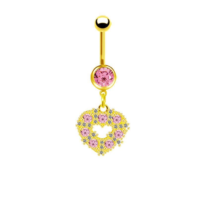 1 Piece Belly Rings Simple Style Shiny Star Heart Shape Wings 316 Stainless Steel  Alloy Hollow Out Inlay Acrylic Rhinestones Glass Gold Plated display picture 8