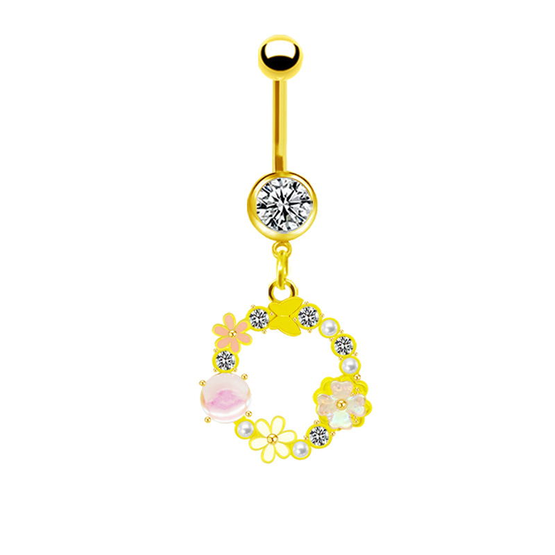 1 Piece Belly Rings Simple Style Shiny Star Heart Shape Wings 316 Stainless Steel  Alloy Hollow Out Inlay Acrylic Rhinestones Glass Gold Plated display picture 10