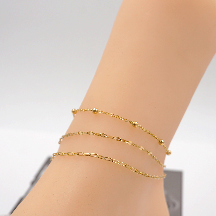 Casual Simple Style Classic Style Solid Color 304 Stainless Steel Titanium Steel Chain Gold Plated Women's Anklet display picture 1