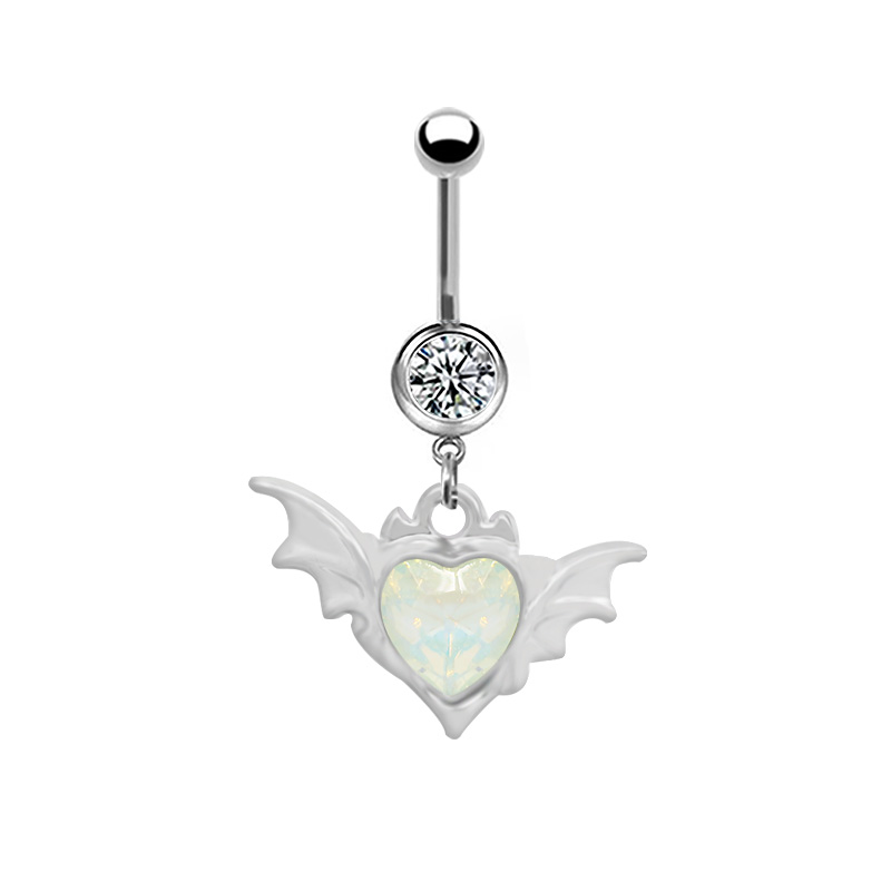 1 Piece Belly Rings Cute Pastoral Simple Style Star Heart Shape Wings Stainless Steel Alloy Plating Inlay Acrylic Rhinestones Glass White Gold Plated display picture 10