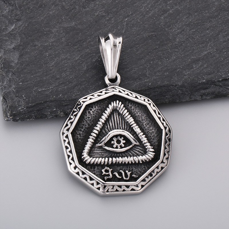 1 Piece 42*36mm Stainless Steel 18K Gold Plated Devil's Eye Hammered Pendant display picture 8