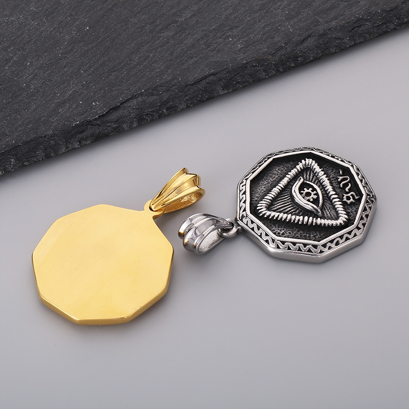 1 Piece 42*36mm Stainless Steel 18K Gold Plated Devil's Eye Hammered Pendant display picture 6