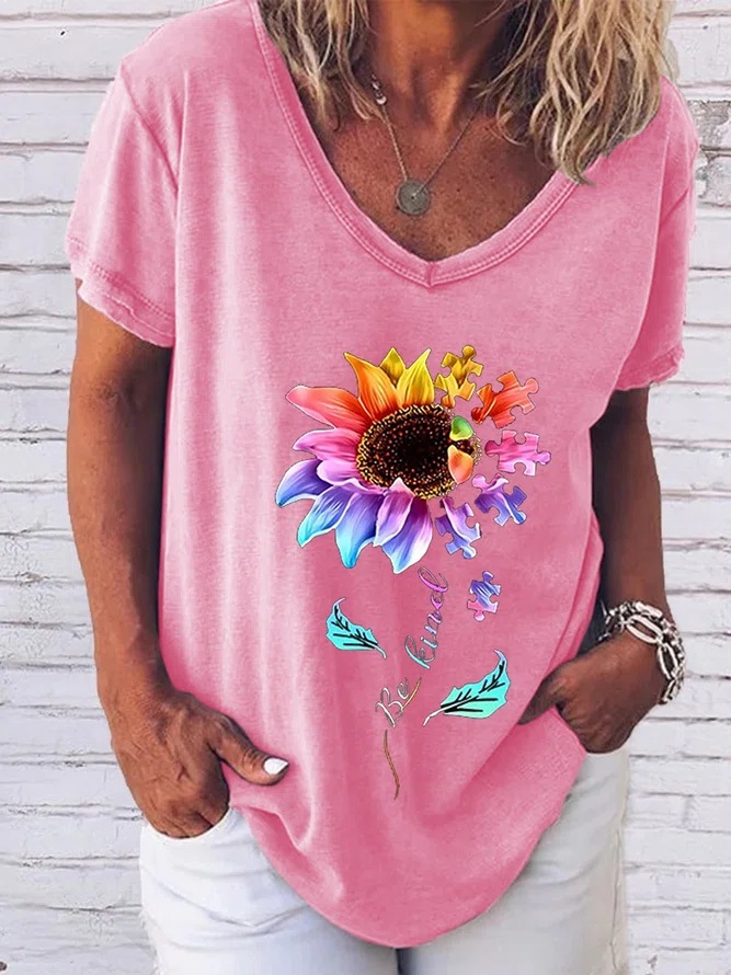 Women's T-shirt Short Sleeve T-Shirts Printing Streetwear Sunflower display picture 2