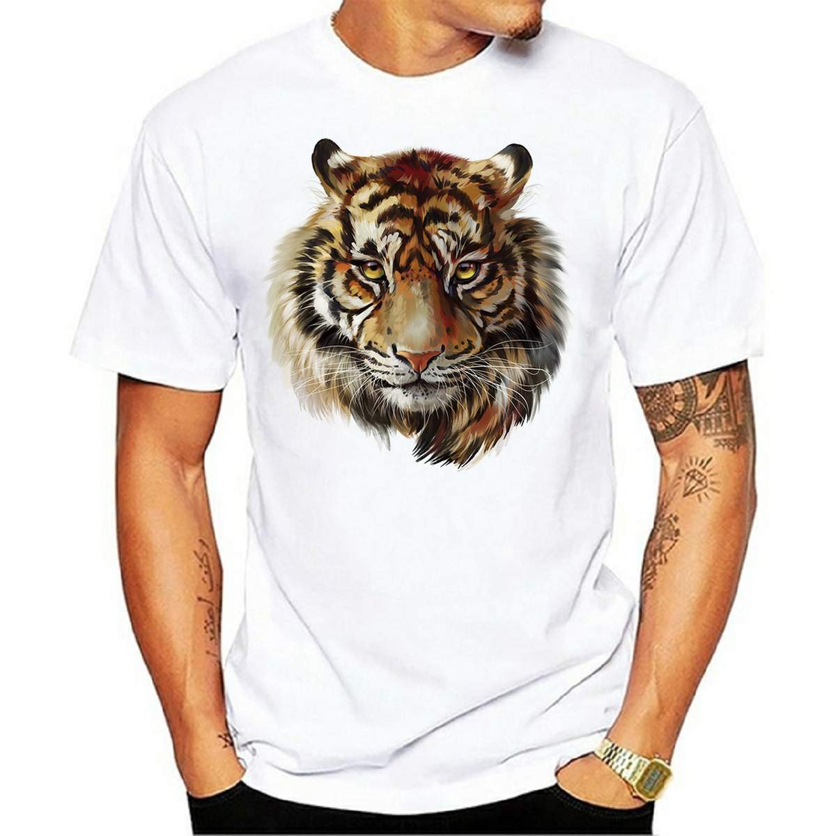 Männer Löwe Jaguar Strassenmode Rundhals Kurzarm Normale Passform Männer T-Shirt display picture 5