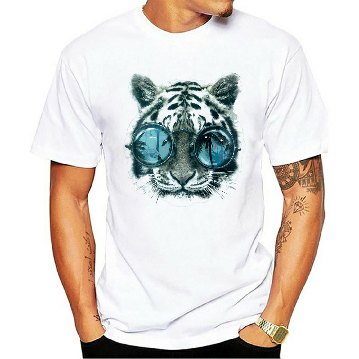 Hombres León Jaguar Ropa De Calle Cuello Redondo Manga Corta Ajuste Regular Camiseta Hombre display picture 7