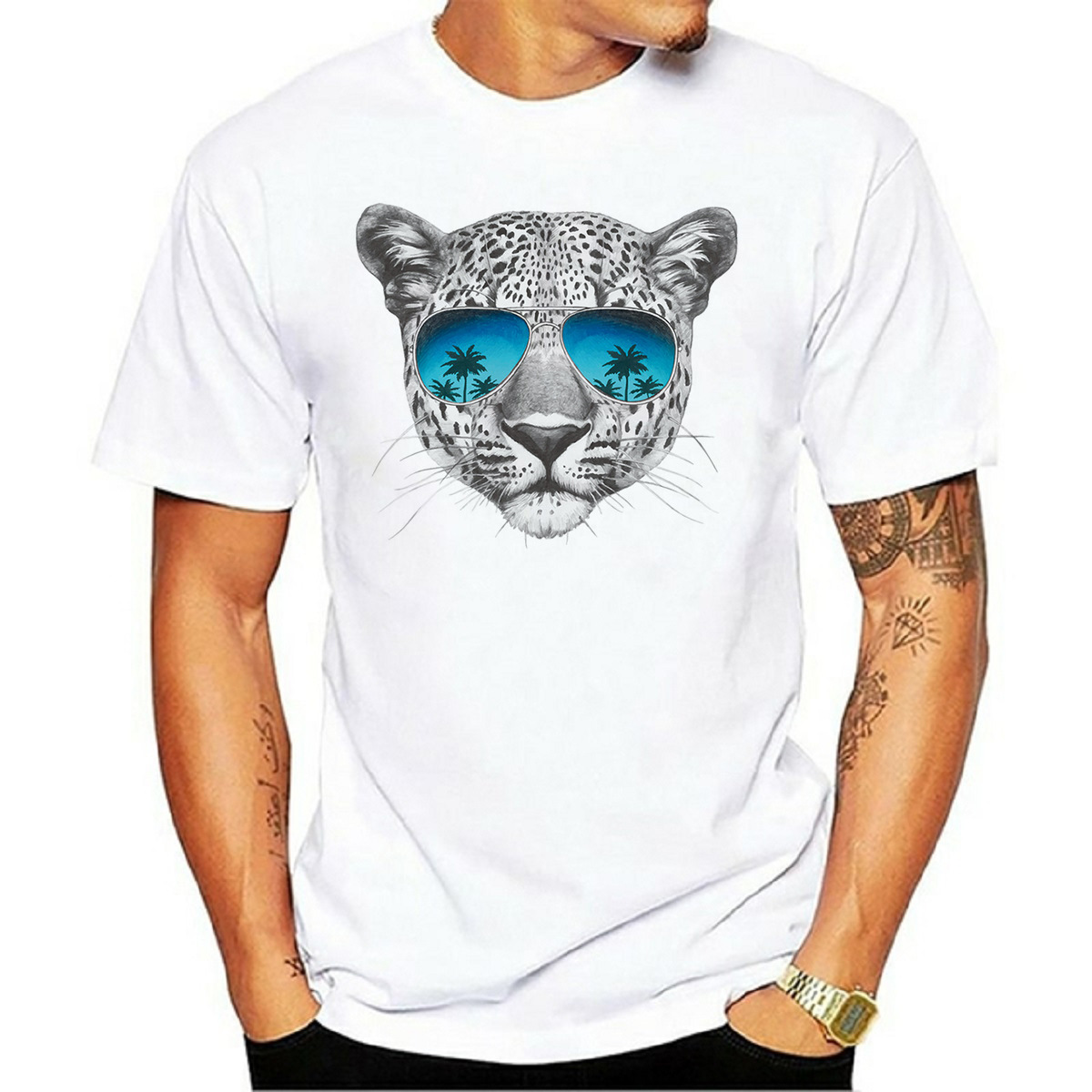 Men's Lion Jaguar Streetwear Round Neck Short Sleeve Regular Fit Men's T-shirt display picture 9