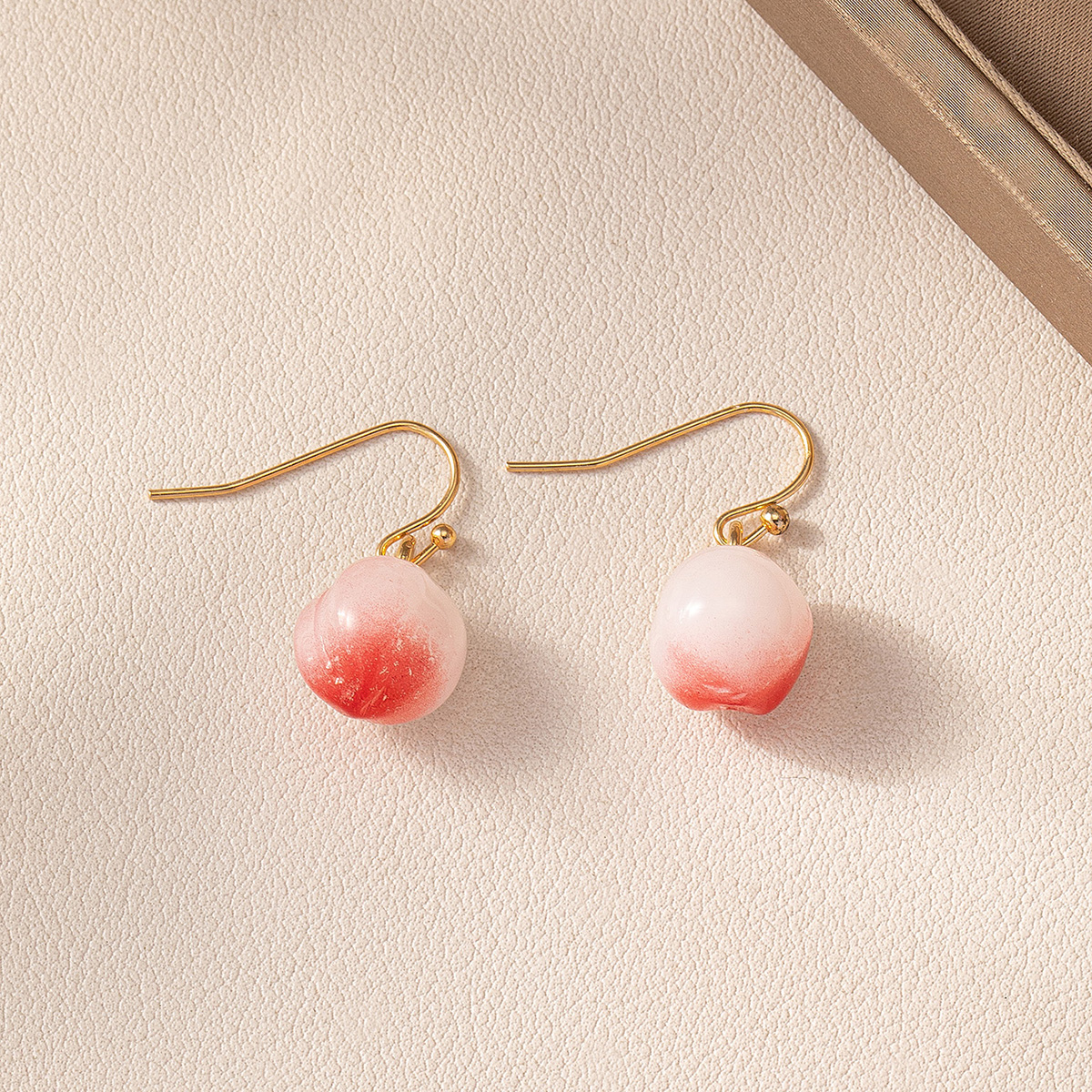 1 Pair Cute Sweet Peach Glass Ferroalloy Drop Earrings display picture 2