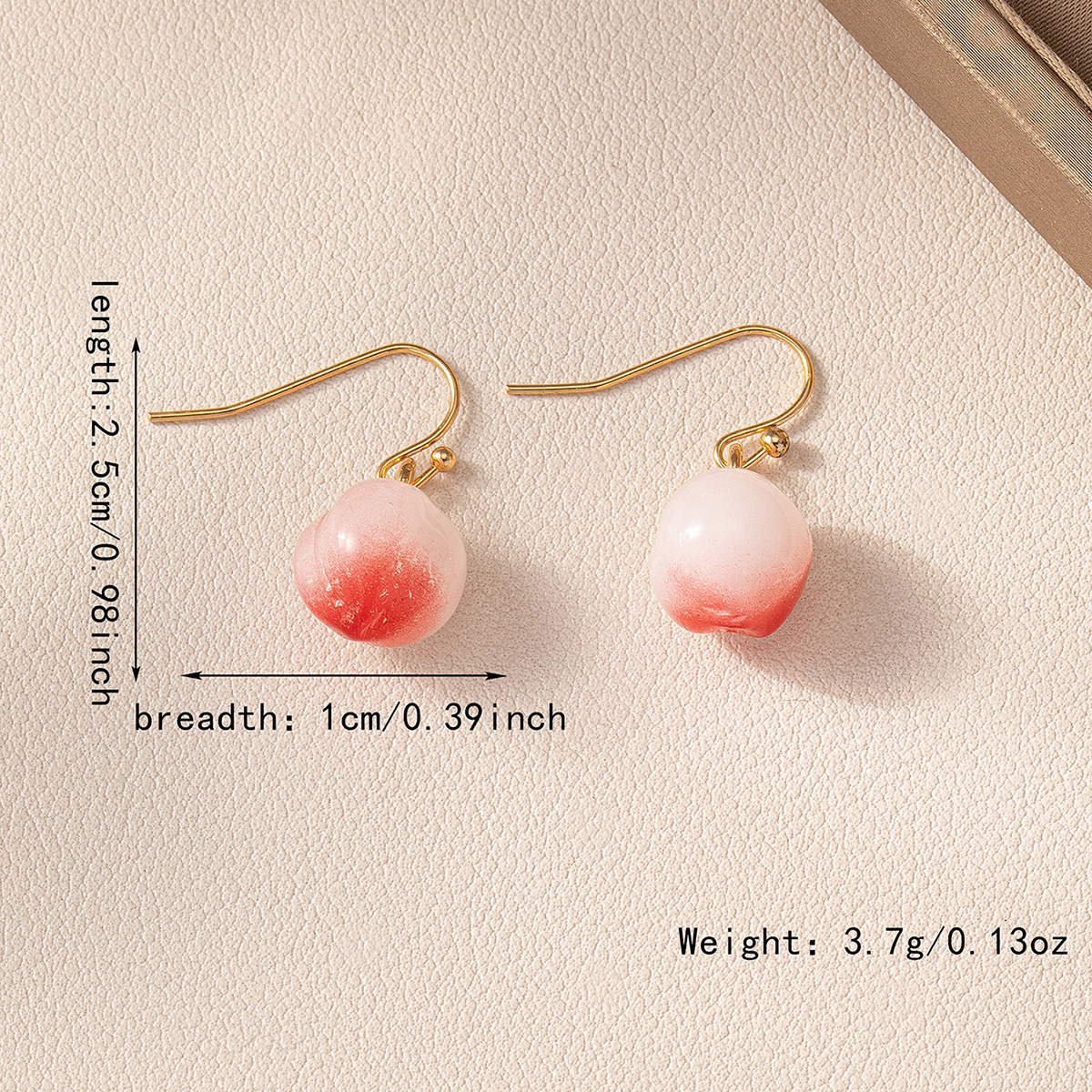 1 Pair Cute Sweet Peach Glass Ferroalloy Drop Earrings display picture 6