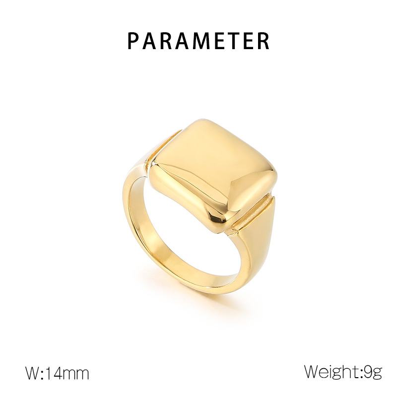 Stainless Steel 18K Gold Plated Simple Style Square Rings display picture 1