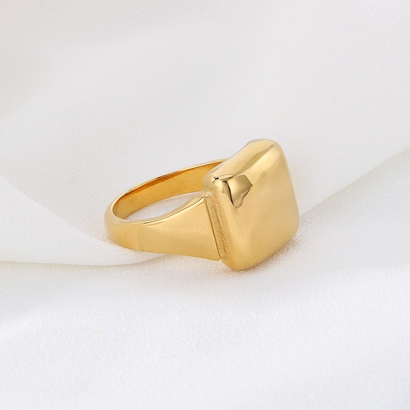 Stainless Steel 18K Gold Plated Simple Style Square Rings display picture 9