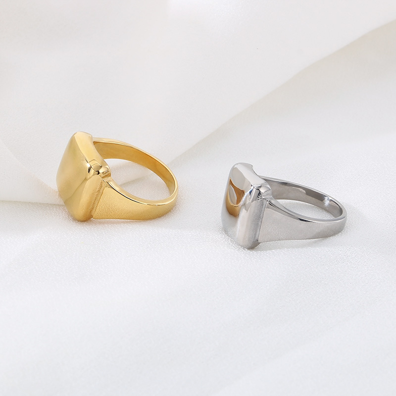 Stainless Steel 18K Gold Plated Simple Style Square Rings display picture 8