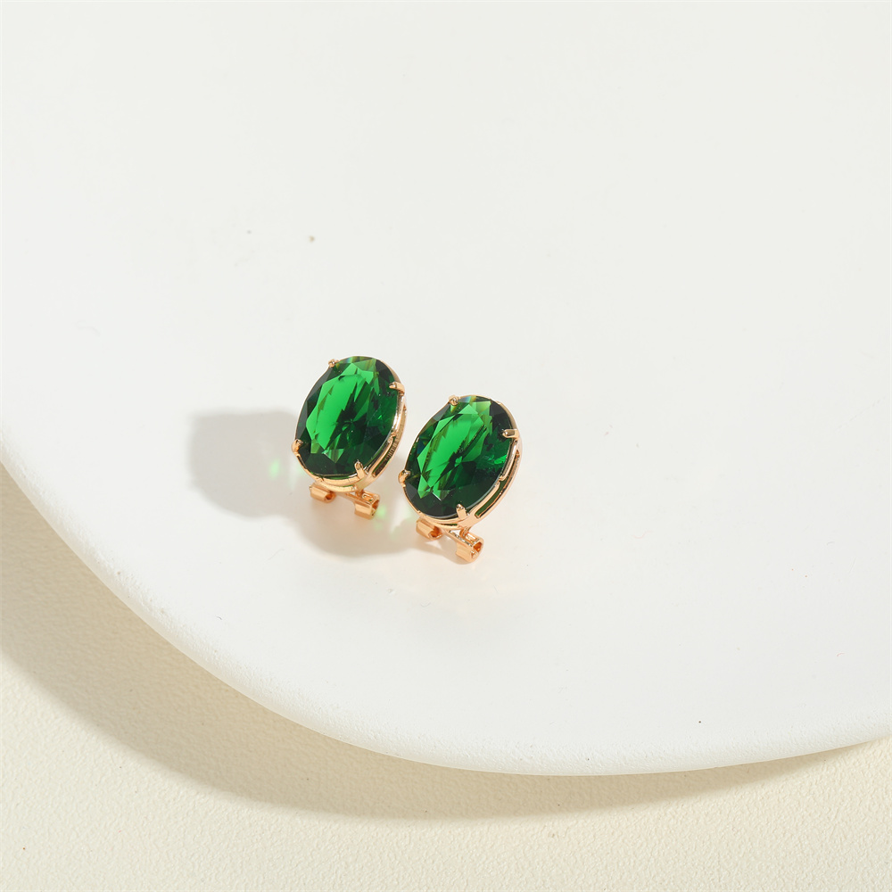 1 Pair Simple Style Oval Inlay Copper Acrylic 14K Gold Plated Ear Studs display picture 3