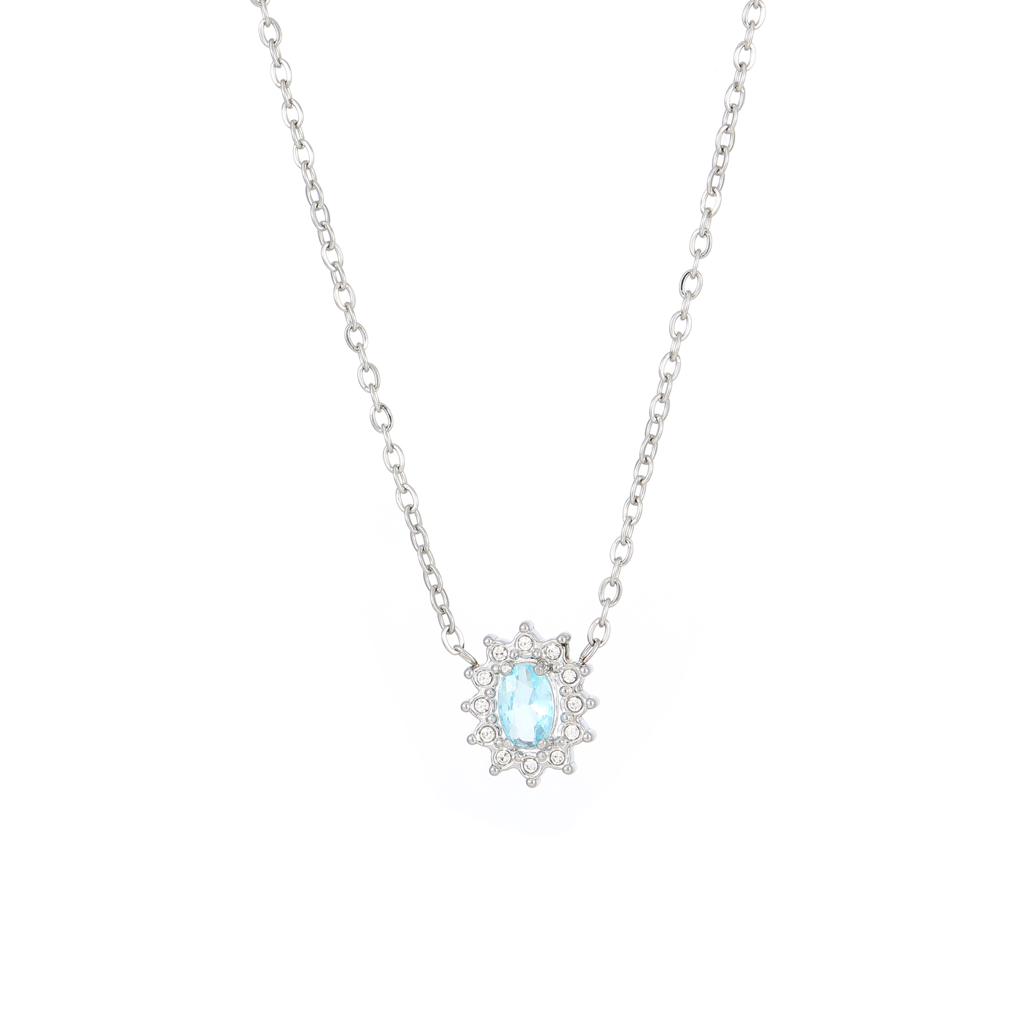 Stainless Steel Imitation Diamond Elegant Shiny Flower Zircon Pendant Necklace display picture 6