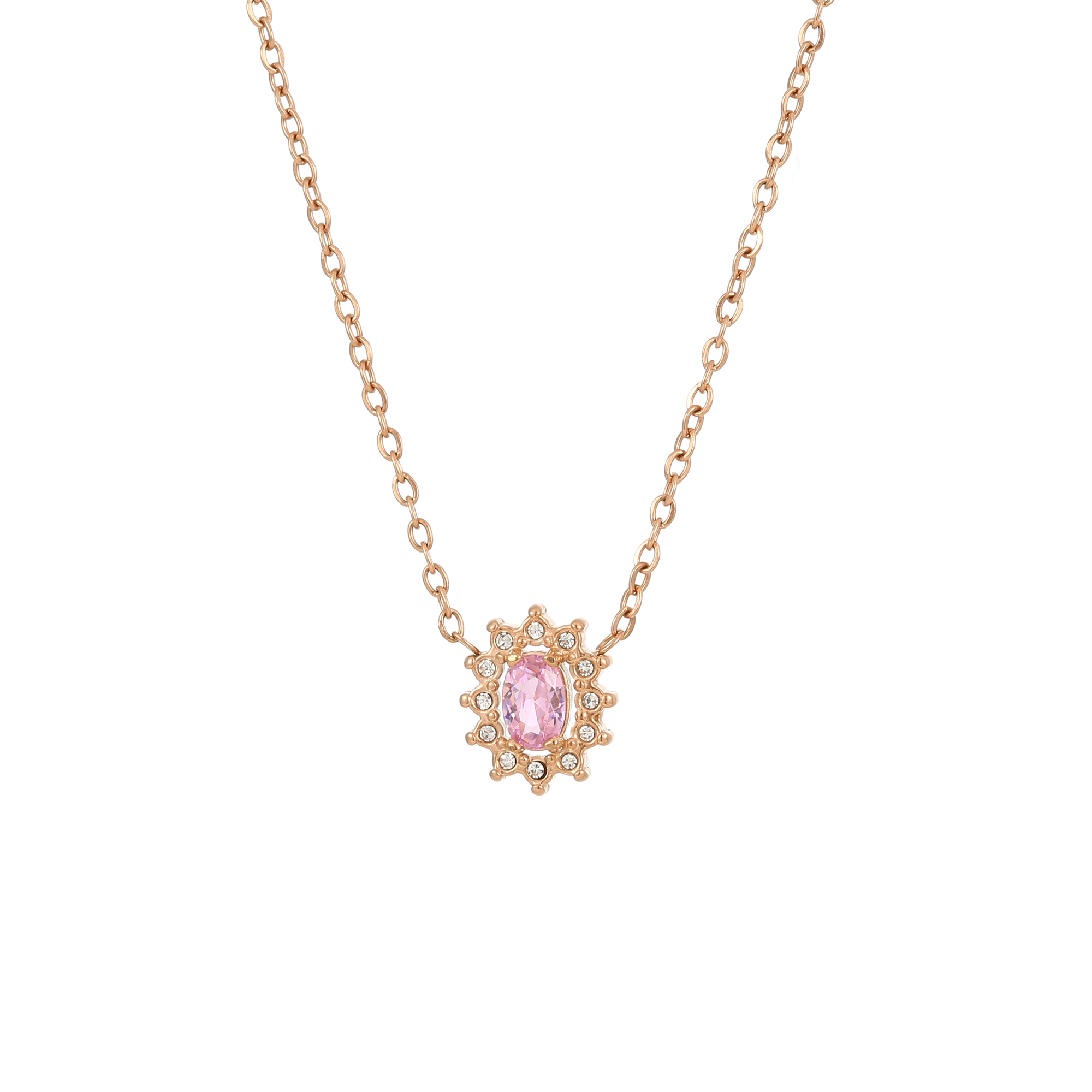 Stainless Steel Imitation Diamond Elegant Shiny Flower Zircon Pendant Necklace display picture 7