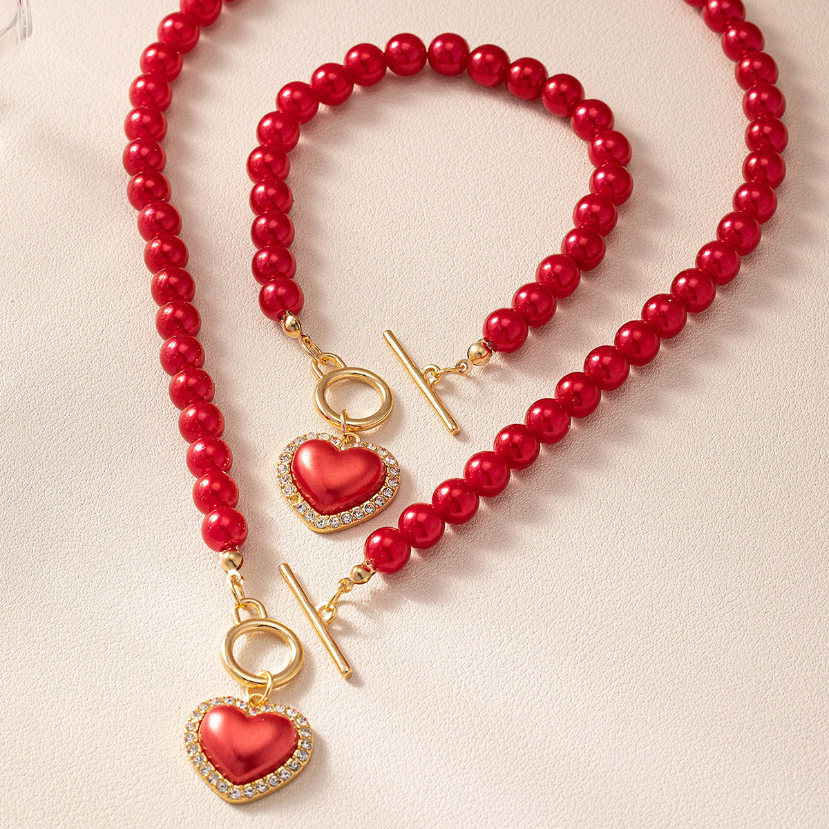 Casual Elegant Heart Shape Alloy Plastic Women's Jewelry Set display picture 7