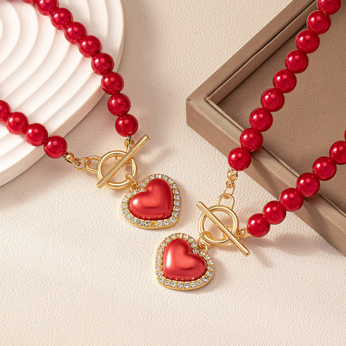 Casual Elegant Heart Shape Alloy Plastic Women's Jewelry Set display picture 9
