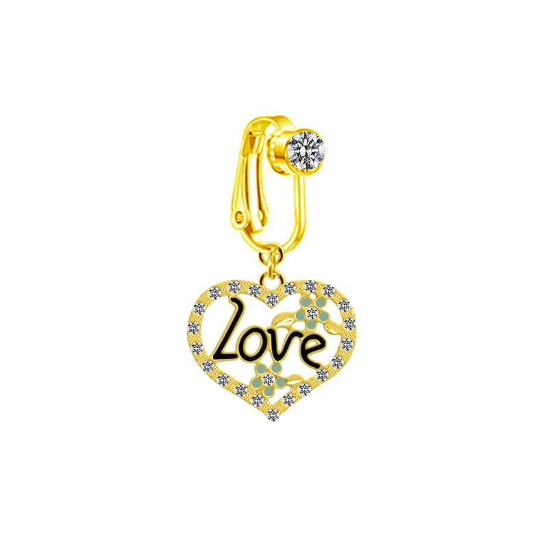 1 Piece Belly Rings Hip-Hop Vintage Style Simple Style Cross Heart Shape 316 Stainless Steel  Alloy Inlay Rhinestones Glass Gold Plated display picture 11