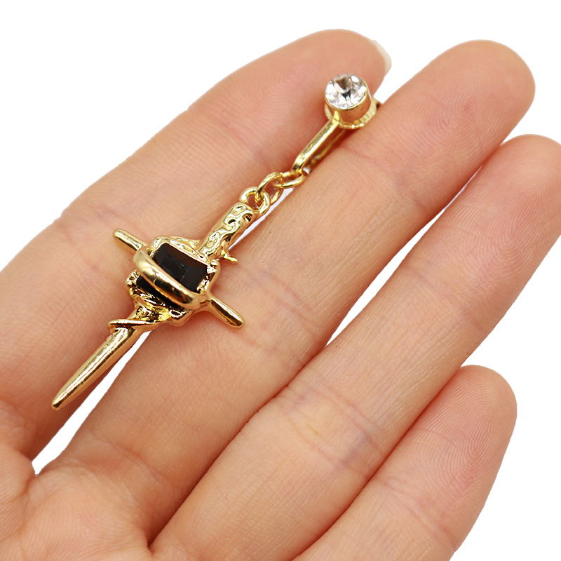 1 Piece Belly Rings Hip-Hop Vintage Style Simple Style Cross Heart Shape 316 Stainless Steel  Alloy Inlay Rhinestones Glass Gold Plated display picture 13