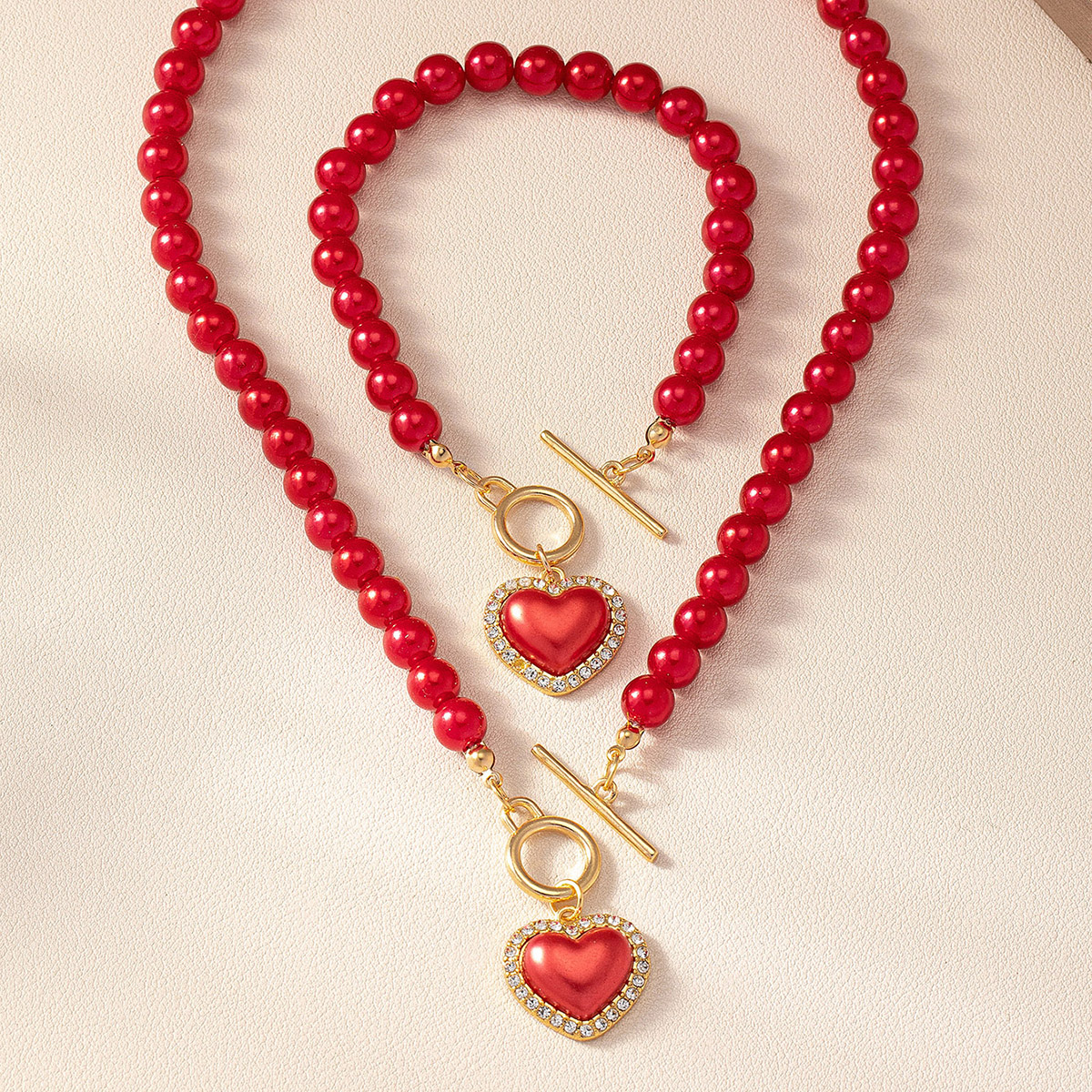 Casual Elegant Heart Shape Alloy Plastic Women's Jewelry Set display picture 12