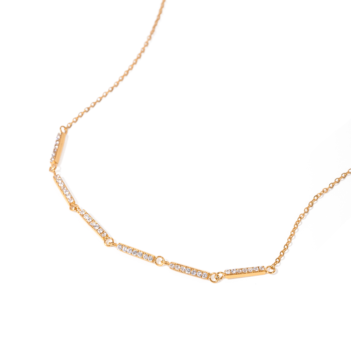 Acier Inoxydable Plaqué Or 18K Style Simple Rectangle Incruster Strass Collier display picture 1