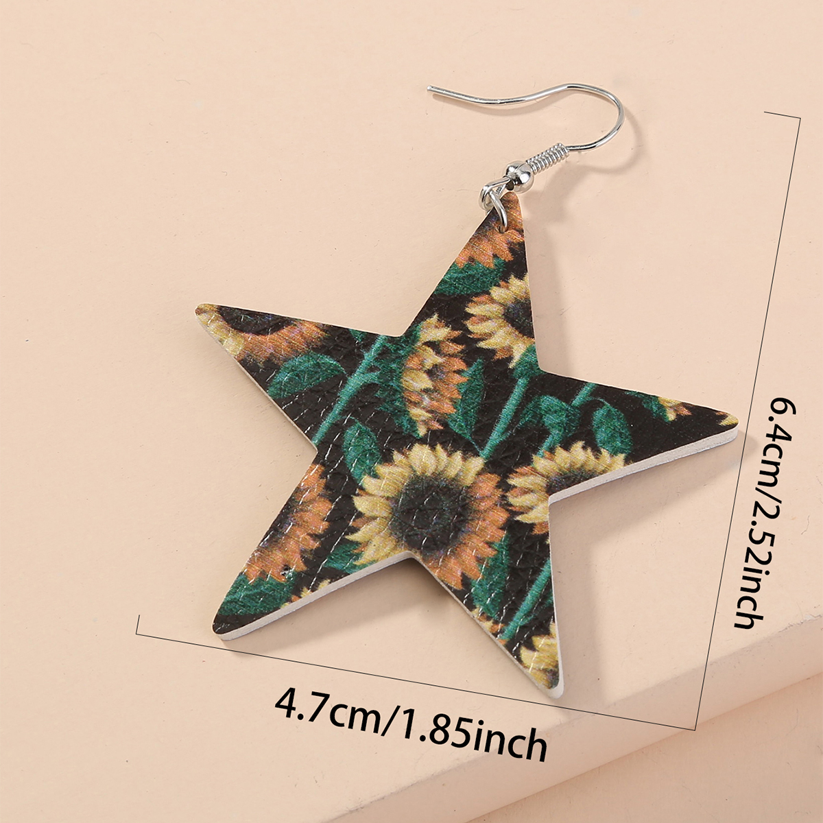 1 Pair Casual Simple Style Sunflower Star Imitation Leather Drop Earrings display picture 9